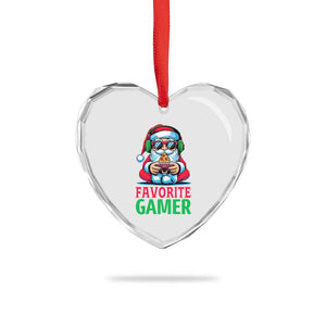 Funny Santa Gamer Christmas Heart Crystal Glass Ornament TS14 Print Your Wear