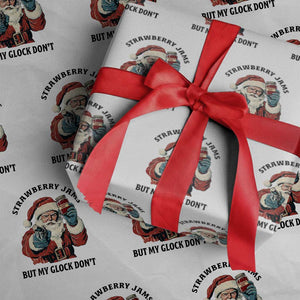 Funny Santa Gun Christmas Wrapping Paper Roll Strawberry Jams But My Gun Do Not TS14 White Print Your Wear