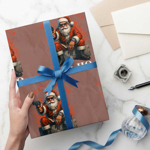 Funny Santa Gun Christmas Wrapping Paper Roll You Just Yeed Your Last Ho TS14 Mocha Print Your Wear