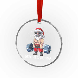 Funny Santa Gym Xmas Crystal Glass Ornament Healthy Christmas TS14 Print Your Wear