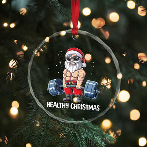 Funny Santa Gym Xmas Crystal Glass Ornament Healthy Christmas TS14 Print Your Wear