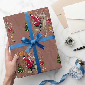 Funny Santa Headless Horseman Wrapping Paper Roll Xmas Halloween Gift TS12 Mocha Print Your Wear