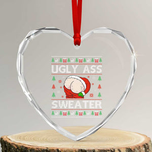 Funny Santa Heart Crystal Glass Ornament Ugly Ass XMas Elephant Gift for Him TS10 Transparent Glass 3'' Heart Print Your Wear