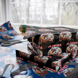 Funny Santa Heavy Metal Christmas Wrapping Paper Roll Sleigher Xmas Rock & Roll TS11 Black Print Your Wear