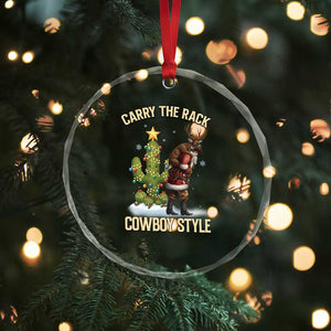 Funny Santa Hunting Crystal Glass Ornament Carry The Rack Cowboy Style TS14 Print Your Wear