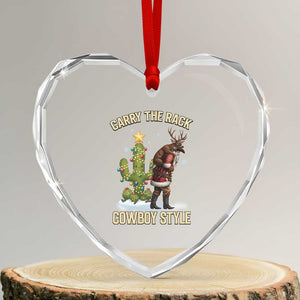 Funny Santa Hunting Heart Crystal Glass Ornament Carry The Rack Cowboy Style TS14 Transparent Glass 3'' Heart Print Your Wear