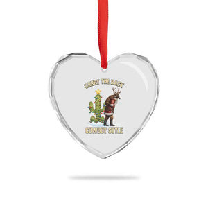 Funny Santa Hunting Heart Crystal Glass Ornament Carry The Rack Cowboy Style TS14 Print Your Wear