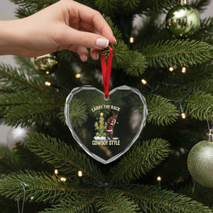Funny Santa Hunting Heart Crystal Glass Ornament Carry The Rack Cowboy Style TS14 Print Your Wear