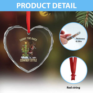 Funny Santa Hunting Heart Crystal Glass Ornament Carry The Rack Cowboy Style TS14 Print Your Wear