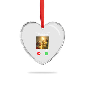 Funny Santa Jesus Video Call Heart Crystal Glass Ornament TS14 Print Your Wear