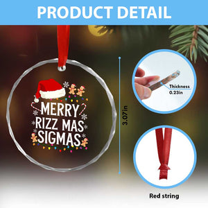 Funny Santa Rizz Xmas Crystal Glass Ornament Merry Rizzmas Sigmas TS02 Print Your Wear