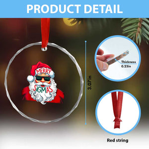 Funny Santa Rizz Xmas Crystal Glass Ornament Merry Rizzmas Sigmas Xmas Gen Alpha Middle School TS02 Print Your Wear