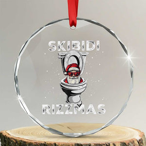 Funny Santa Rizz Xmas Crystal Glass Ornament Skibiti Toilet Rizzmas TS02 Transparent Glass 3'' Circle Print Your Wear