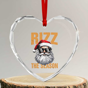 Funny Santa Rizz Xmas Heart Crystal Glass Ornament Rizz The Season TS02 Transparent Glass 3'' Heart Print Your Wear