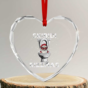 Funny Santa Rizz Xmas Heart Crystal Glass Ornament Skibiti Toilet Rizzmas TS02 Transparent Glass 3'' Heart Print Your Wear