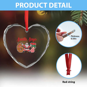Funny Santa Says Six Seven Meme Heart Crystal Glass Ornament Holiday Gift For Gen Z TS12 Print Your Wear