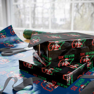 Funny Santa Skeleton Says Six Seven Wrapping Paper Roll Christmas Meme Gift TS12 Black Print Your Wear