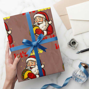 Funny Santa Taco Wrapping Paper Roll Let Us Taco About It TS14 Mocha Print Your Wear