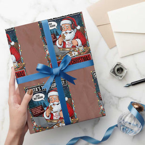 Funny Santa Tech Support Christmas Wrapping Paper Roll Rebooting Christmas Geek Humor Gift TS02 Mocha Print Your Wear