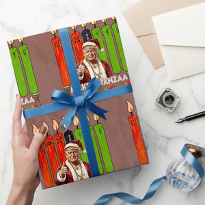 Funny Santa Trump Wrapping Paper Roll Make Kwanzaa Great Again African Heritage Gift - Print Your Wear