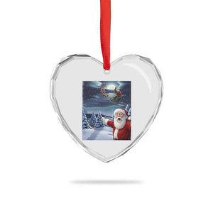 Funny Santa With Bigfoot Selfie Christmas Heart Crystal Glass Ornament TS14 Print Your Wear