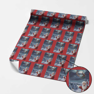 Funny Santa With Bigfoot Selfie Christmas Wrapping Paper Roll TS14 Red Print Your Wear