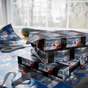 Funny Santa With Bigfoot Selfie Christmas Wrapping Paper Roll TS14 Black Print Your Wear