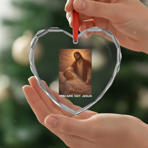 Funny Sarcastic Political Satire Heart Crystal Glass Ornament You Are Not Jesus TS12 Print Your Wear