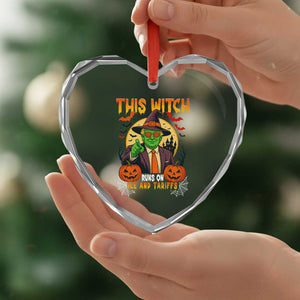 Funny Sarcastic Trump Witch Heart Crystal Glass Ornament This Witch Runs On Ice and Tariffs Political Satire TS02 Print Your Wear