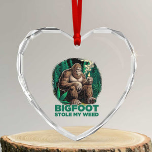 Funny Sasquatch Marijuana Heart Crystal Glass Ornament Bigfoot Stole My Weed Vintage 420 TS02 Transparent Glass 3'' Heart Print Your Wear
