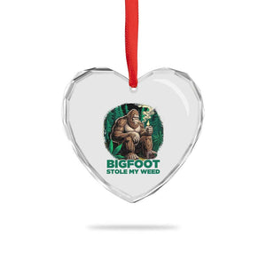 Funny Sasquatch Marijuana Heart Crystal Glass Ornament Bigfoot Stole My Weed Vintage 420 TS02 Print Your Wear