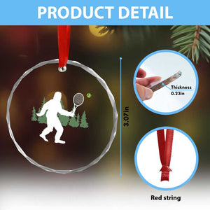 Funny Sasquatch Tennis Player Crystal Glass Ornament Folklore Cryptid Gift TS12 Print Your Wear