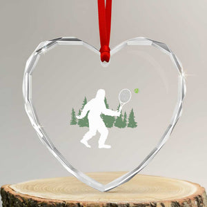 Funny Sasquatch Tennis Player Heart Crystal Glass Ornament Folklore Cryptid Gift TS12 Transparent Glass 3'' Heart Print Your Wear
