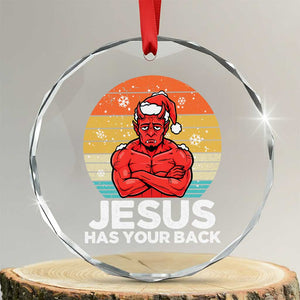 Funny Satan Christmas Crystal Glass Ornament Jesus Has Your Back TS14 Transparent Glass 3'' Circle Print Your Wear