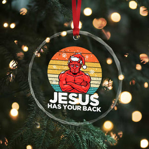 Funny Satan Christmas Crystal Glass Ornament Jesus Has Your Back TS14 Print Your Wear