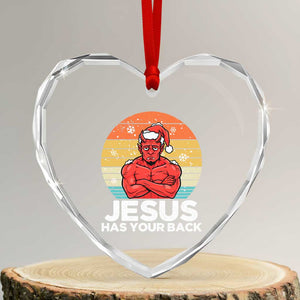 Funny Satan Christmas Heart Crystal Glass Ornament Jesus Has Your Back TS14 Transparent Glass 3'' Heart Print Your Wear