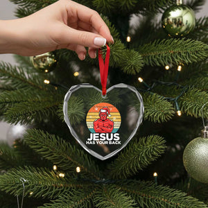 Funny Satan Christmas Heart Crystal Glass Ornament Jesus Has Your Back TS14 Print Your Wear