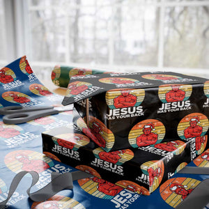 Funny Satan Christmas Wrapping Paper Roll Jesus Has Your Back TS14 Black Print Your Wear