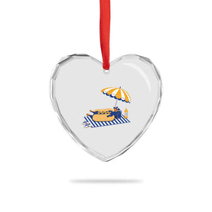 Funny Sausage Dog Heart Crystal Glass Ornament Retro Summer Hot Dog Graphic Dachshund Dog Lover Gift