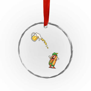 Funny Sausage Waiting For Beer Crystal Glass Ornament Oktoberfest Gift