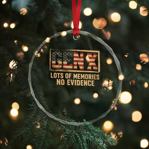 Funny Saying Sarcastic Gen X Lots of Memories No Evidence Crystal Glass Ornament Vintage American Flag