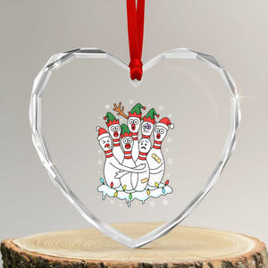 Funny Scared Cartoon Christmas Bowling Pins Heart Crystal Glass Ornament TS11 Transparent Glass 3'' Heart Print Your Wear