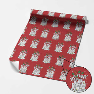Funny Scared Cartoon Christmas Bowling Pins Wrapping Paper Roll TS11 Red Print Your Wear
