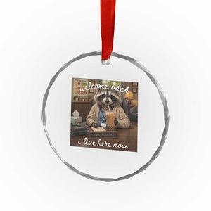 Funny School Therapist Raccoon Drinking Iced Coffee Crystal Glass Ornament TS14 Print Your Wear