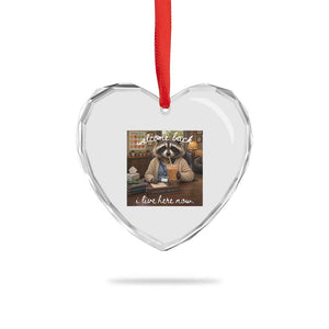 Funny School Therapist Raccoon Drinking Iced Coffee Heart Crystal Glass Ornament TS14 Print Your Wear