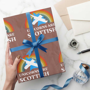 Funny Scotland Pride Unicorn Wrapping Paper Roll Unicorns Are Scottish Rainbow TS11 Mocha Print Your Wear