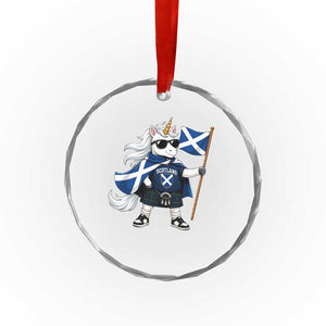 Funny Scotland Unicorn Crystal Glass Ornament Cool Scottish Unicorn with Kilt Flag Scotland Pride Football Fans