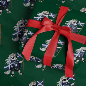 Funny Scotland Unicorn Wrapping Paper Roll Cool Scottish Unicorn with Kilt Flag Scotland Pride Football Fans