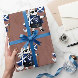 Funny Scotland Unicorn Wrapping Paper Roll Cool Scottish Unicorn with Kilt Flag Scotland Pride Football Fans
