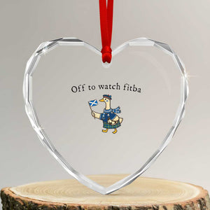 Funny Scottish Goose Scotland Football Heart Crystal Glass Ornament Off to Watch Fitba Soccer Fans Meme TS02 Transparent Glass 3'' Heart Print Your Wear